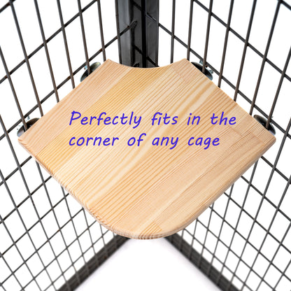 AMIDA Craft 7-piece pine ledge set for chinchillas, parrots & small pets. Safe natural wood, easy to install, includes free soft hammock gift.